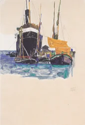 Dampfer und Segelboote im Hafen von Triest